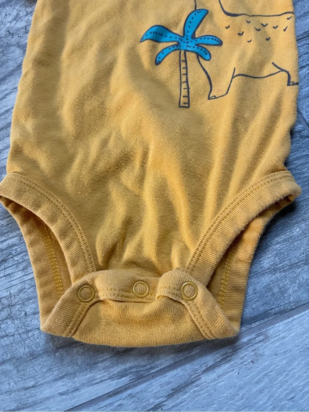 Carter's Dino One-Piece Bodysuit Set - Mustard and Gray with Green Dino Print